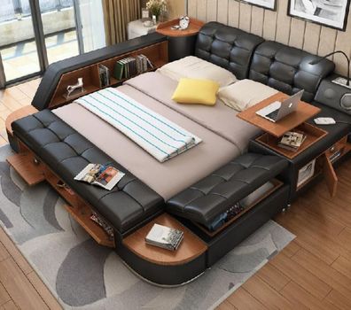 Multifunktion Bett Betten Ehebett Doppelbett Polsterbett Schlafzimmer Lederbett