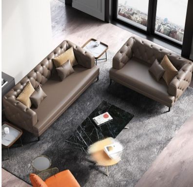 Sofagarnitur 3 + 2 Sitzer Set Design Sofas Polster Couchen Leder Relax Garnituren