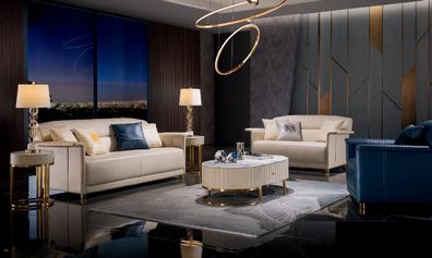 Luxus Sofagarnitur 3 + 2 Sitzer Set Design Sofa Polster Couchen Couch Ledersofa