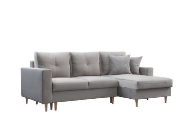 Graues Möbel Sofa Designer Bettfunktion Wohnlandschaft Schlafsofa Ecksofa Couch