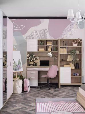 Schreibtisch Kinderzimmer Bücherregale Set 4tlg Computer Holz Rosa Neu