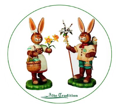 Hubrig Volkskunst Ostern Hasenland Hasengrtchen und Hasenhans 28 cm Dekofiguren Holz