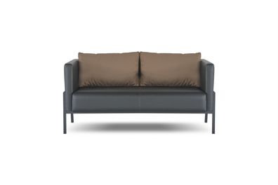 Schwarzer Büro Zweisitzer Moderne Sitzmöbel Luxuriöser Leder 2-Sitzer