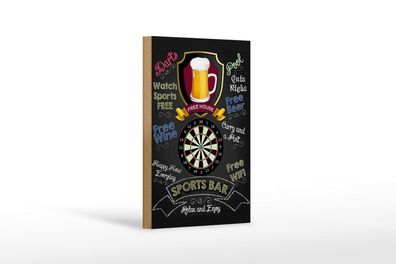 Holzschild Sports Bar Dart Dartscheibe, 3 versch Größen, Spruch Hobby Sport