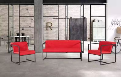 Sitzgarnitur Polstermöbel Zweisitzer Sessel Stoffmöbel Büroeinrichtung 2 + 1 + 1