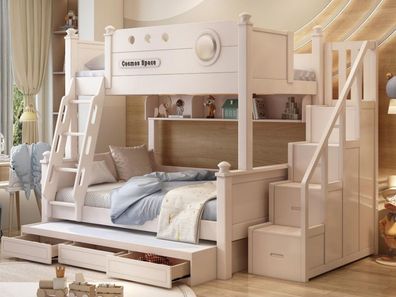 Weißes Doppelstockbett Holz Etagenbett Stockbett Kinderbett Jugendbett