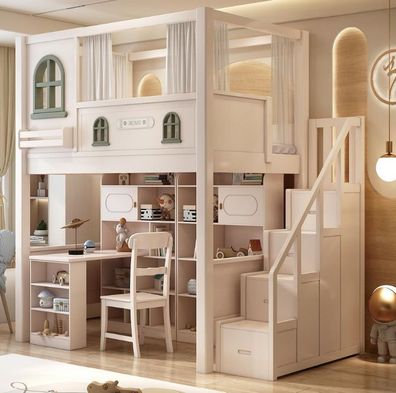 Hochbett Etagenbett mit Schreibtisch Doppelstockbett Bett Kinderzimmer