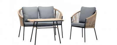 Rattanmöbel Lounge Garten Terrasse Sofa Möbel Balkon Couch 2 + 1 + Couchtisch