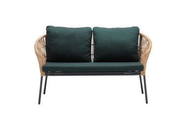 Sofa 2 Sitz Sitzer Design Terrasse Polster Rattan Polster Moderne Luxus Grün