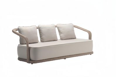 Sofa 3 Sitz Sitzer Beige Design Terrasse Polster Rattan Polster Moderne Luxus