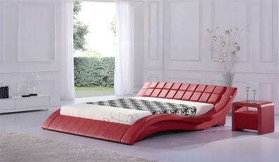 Bett Rot Schlafzimmer JV Möbel Liegefläche 180x200 Schlafzimmer Kunstleder Neu