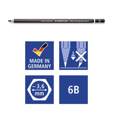 STAEDTLER® 100B-6B Bleistift Lumo. black 6B 100% PEFC