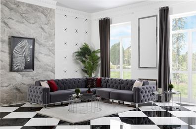 Chesterfield Eckgarnitur Eckcouch Sofa Couch Polster Ecksofa Möbel