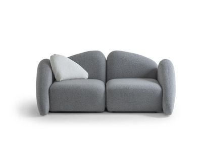 Moderner grauer 3-Sitzer Stoffsofa mit Holzrahmen