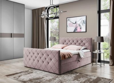 Chesterfield Boxspringbett Schlafzimmer Design Doppel Hotel Bett Bettkasten Neu