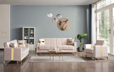 Hochwertig Sofagarnitur Beige 3 2 Sitzer Garnitur Moderne Sofa 1 Sitzer Möbel