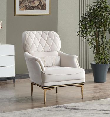 Sessel Sitzer Design Wohnzimmer Polster Holz Polster Moderne Luxus Weiß Möbel