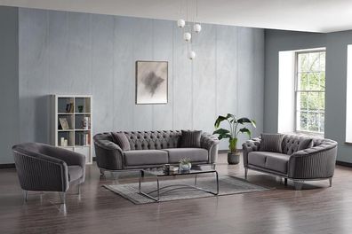 Couch Hochwertig Sofagarnitur 3 2 Sitzer Garnitur Grau Moderne Sofa 1 Sitzer