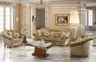 Design Polster Sofas Textil Relax Modern Garnitur Beige Sitzgarnitur 3 + 1 + 1 Sitz