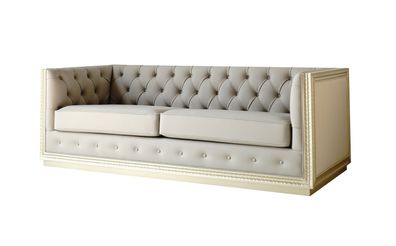 Design Leder Echtholz Sofas Couchen Wohnzimmer Barock Sofa 3 Sitzer Klassisch