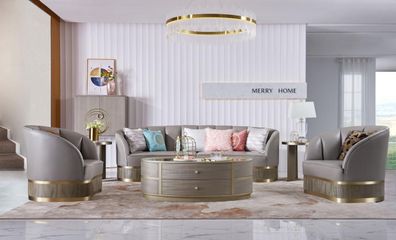 Design Einrichtung Möbel Sofagarnitur 3 + 1 Sitzer Couch Polster Set Ledersofa