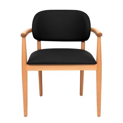 Schwarzer Lehnstuhl Designer Esszimmerstuhl Luxus Einsitzer Holzmöbel