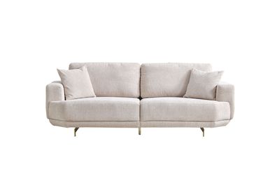Weiß Textil 3-Sitzer Wohnzimmer Polster Sofa 3-er Wohnzimmer Couch Möbel