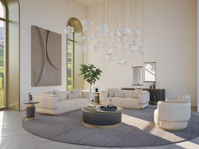 Sofa Komplett 3 tlg Wohnzimmer Design Dreisitzer Sofagarnitur Zweisitzer Couch