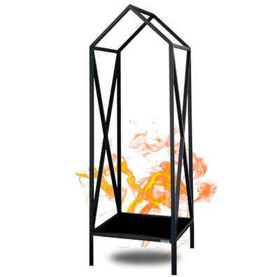 Kaminholzregal innen Metall DUSI Dachdesign Schwarz Feuerholzregal Kaminholzhalter