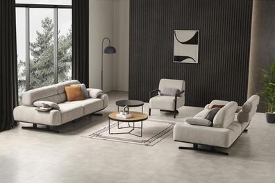 Sofagarnitur Polstermöbel Designer Sofa Set Wohnzimmer 3 + 3 + 1 Sitzmöbel