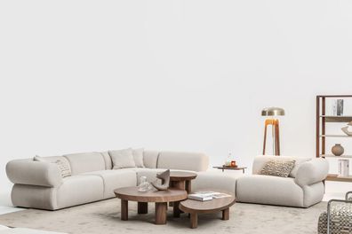 Gemütliches Ecksofa L-Form Beige Polstersofa Wohnlandschaft Couch Neu