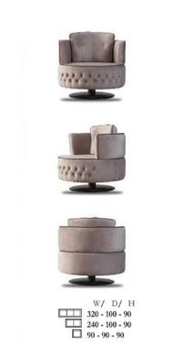 Sessel Chesterfield Ohrensessel Stoff Wohnzimmer Polyester Weiß Sitzer