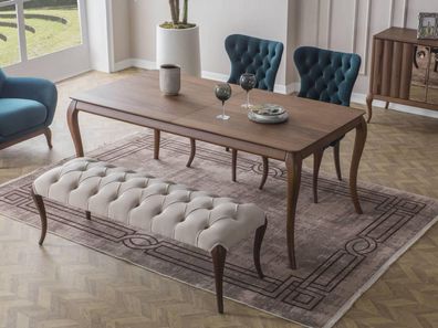 Chesterfield Esszimmer Bank und 4x Polsterstühle Esszimmer Esstisch