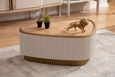 Dreieckiger Couchtisch Weiß-Braune Wohnzimmer Couchtische Holztische