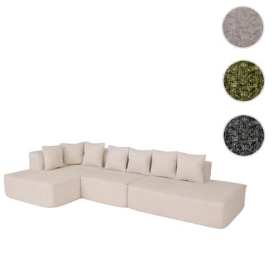 Sofa-Garnitur HWC-Q28, Couch, Stoff (270 g/m²) Liegefläche links 60x310x150cm