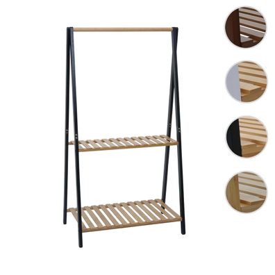 Bambus Standgarderobe HWC-Q32, Garderobenständer Kleiderständer, Stange 2 Ablagen