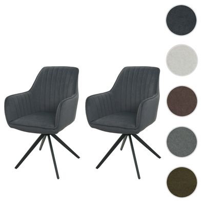 2er-Set Esszimmerstuhl HWC-L79, Lehnstuhl Stuhl Armlehnen, drehbar Auto-Position