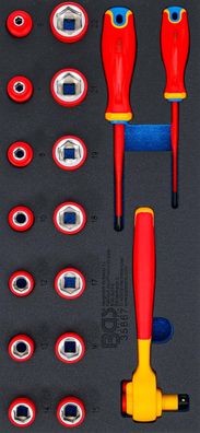 Werkstattwageneinlage 1/3: VDE-Steckschlüssel- und Schraubendreher-Satz | Antrieb In