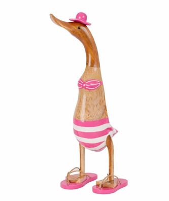 Stück Bali Ente Holz unikat pink 48,5cm Dekofigur Deko Entenfigur