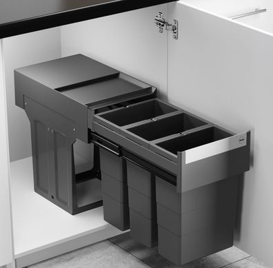 Hailo Mülleimer Küche Einbau ab 40cm Schrank 3x 8 L Abfalleimer Mülltrennung