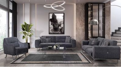 Sofagarnitur 3 + 3 + 1 Sitzer Wohnzimmer Komplett Sofas Set Modern Set Couchtisch