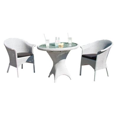 Sonnenpartner CaymanundBonaire 3-teilige Sitzgruppe Lounge-Set Ø90 cm white-washed