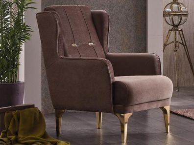 Wohnzimmer Sitzer Sessel Polstersessel Einsitzer Stoff Moderne Braun
