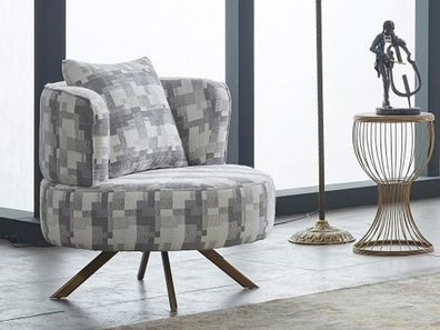 Sessel Polstersessel Stoff Sitzer Moderne Beige Wohnzimmer Einsitzer