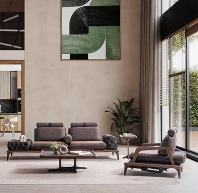 Moder Chesterfield Couch Sofagarnitur 3 + 1 Sitzer Couchen Sitzgarnitur Möbel