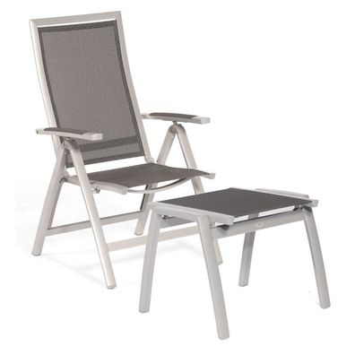 Sonnenpartner Star Klappsessel mit Fußhocker silber Klappstuhl Aluminium/Textilen