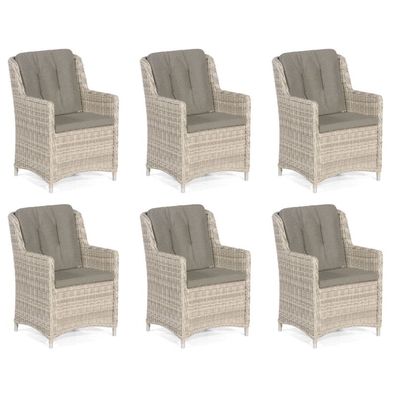 Sonnenpartner Avatar 6er-Set Garten-Sessel Gartenstuhl Alu mit Polyrattan white-cora
