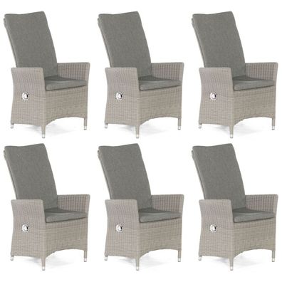 Sonnenpartner 6x Garten-Sessel Solares Aluminium/Polyrattan stone-grey Hochlehner