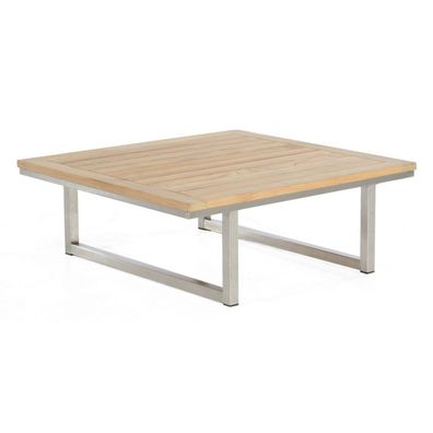 Sonnenpartner Lounge-Tisch Lotus Edelstahl mit Teakholz Loungetisch Beistelltisch