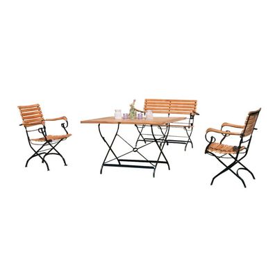 Sonnenpartner 4-teilige Sitzgruppe Oxford 120x80 cm Teakholz und Eisen schwarz Garte